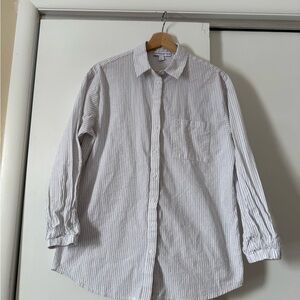 Women's White Striped Button Down Shirt